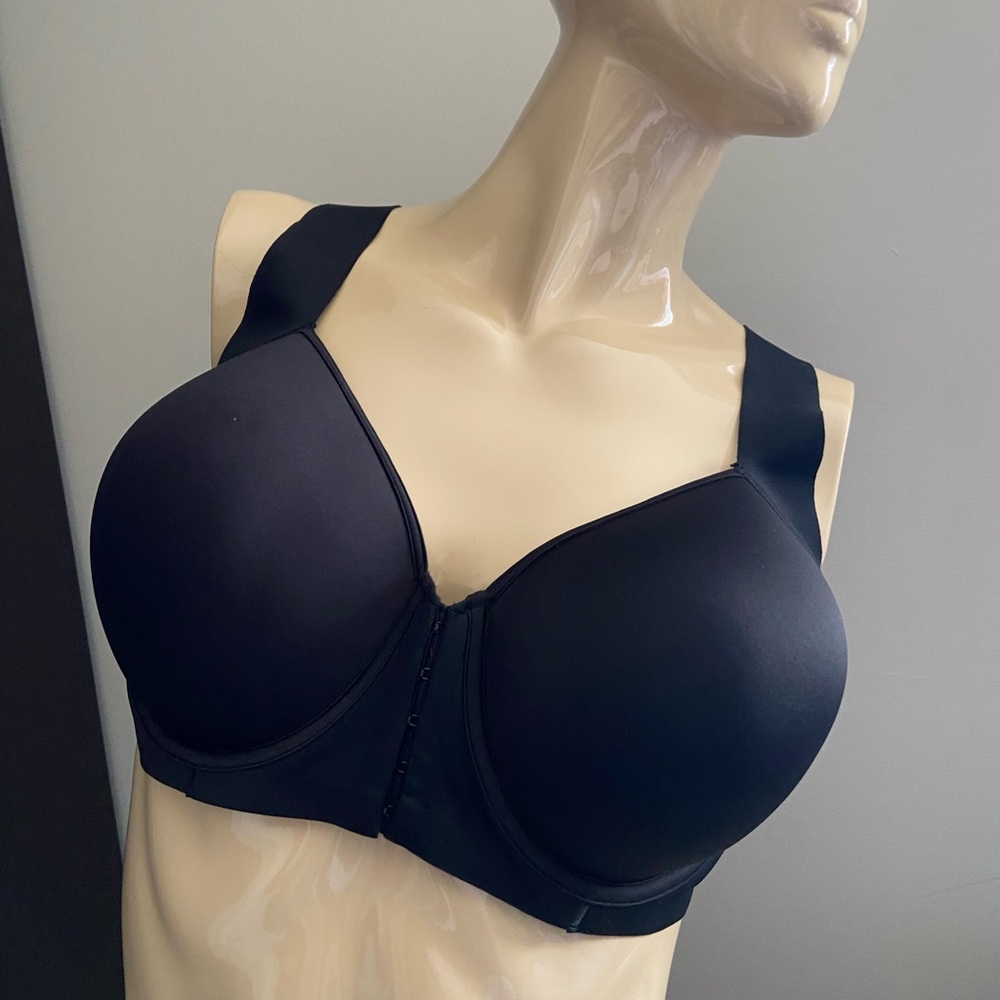 Bali 40E US/40DD UK Black front closure sport bra NWT